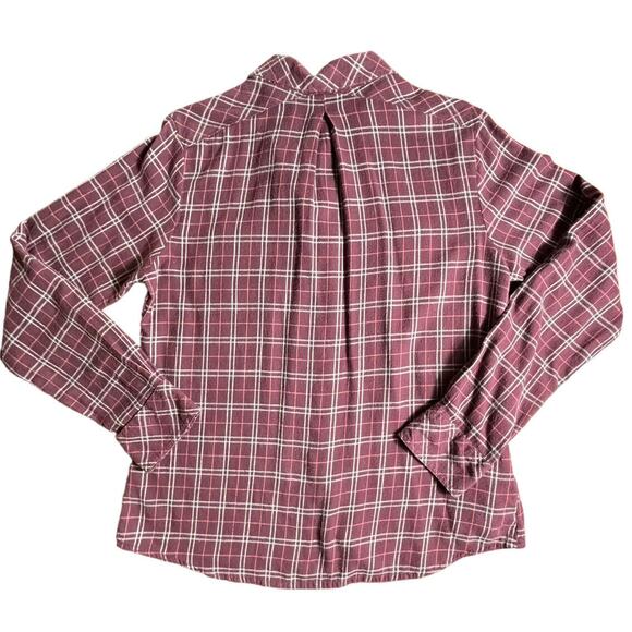Women's PrAna Button Up Shirt Sz‎ L Burgundy Plaid Lightweight Pockets - Picture 10 of 11